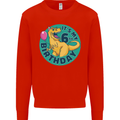 6th Birthday Dinosaur T-Rex 6 Year Old Kids Sweatshirt Jumper Bright Red