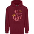 6th Birthday Girl 6 Year Old Princess Childrens Kids Hoodie Maroon