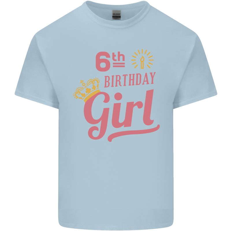 6th Birthday Girl 6 Year Old Princess Kids T-Shirt Childrens Light Blue