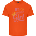6th Birthday Girl 6 Year Old Princess Kids T-Shirt Childrens Orange