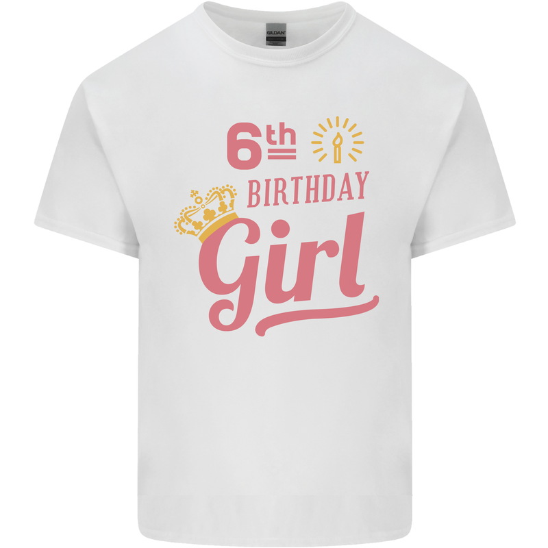 6th Birthday Girl 6 Year Old Princess Kids T-Shirt Childrens White