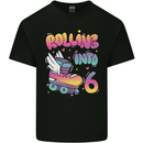 6th Birthday Roller Skating 6 Year Old Kids T-Shirt Childrens Black