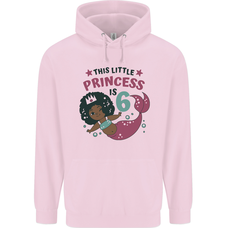 6th Mermaid Birthday 6 Year Old Childrens Kids Hoodie Light Pink