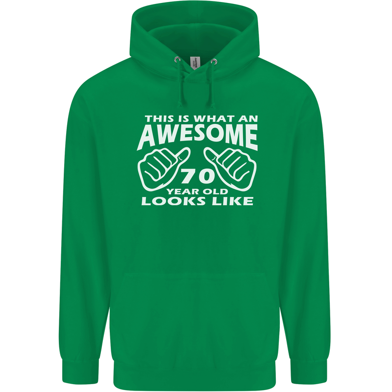 70th Birthday 70 Year Old This Is What Mens 80% Cotton Hoodie Irish Green