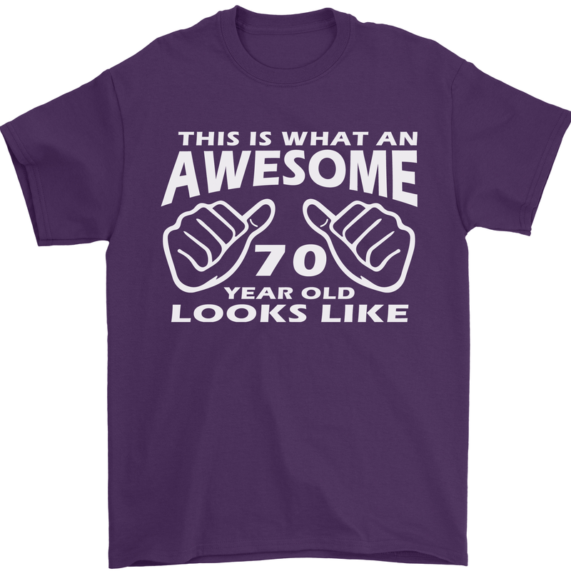 70th Birthday 70 Year Old This Is What Mens T-Shirt 100% Cotton Purple
