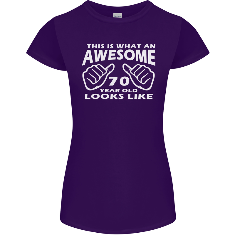 70th Birthday 70 Year Old This Is What Womens Petite Cut T-Shirt Purple