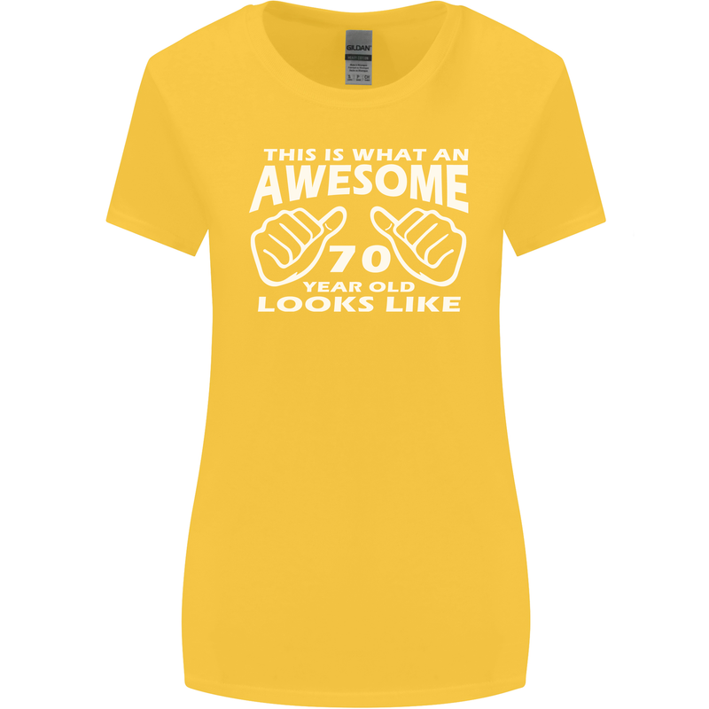 70th Birthday 70 Year Old This Is What Womens Wider Cut T-Shirt Yellow