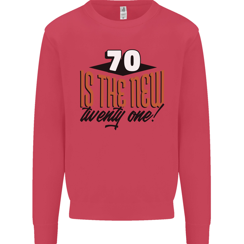 70th Birthday 70 is the New 21 Funny Kids Sweatshirt Jumper Heliconia