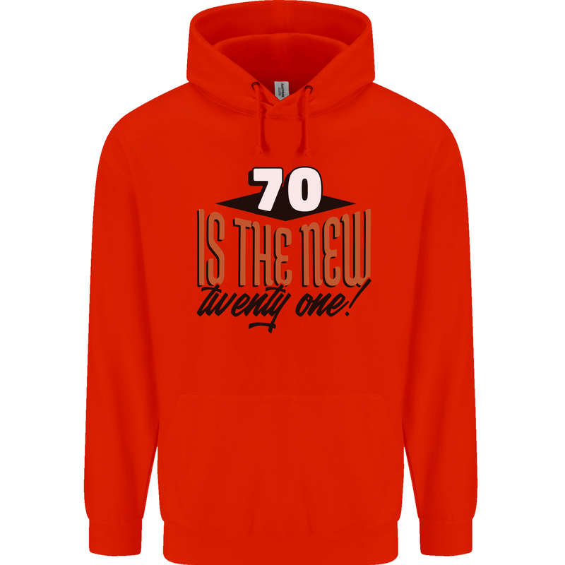 70th Birthday 70 is the New 21 Funny Mens 80% Cotton Hoodie Bright Red