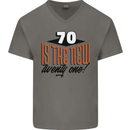 70th Birthday 70 is the New 21 Funny Mens V-Neck Cotton T-Shirt Charcoal