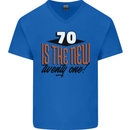 70th Birthday 70 is the New 21 Funny Mens V-Neck Cotton T-Shirt Royal Blue