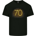 70th Birthday Neon Lights 70 Year Old Mens Cotton T-Shirt Tee Top Black