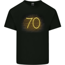 70th Birthday Neon Lights 70 Year Old Mens Cotton T-Shirt Tee Top Black