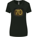 70th Birthday Neon Lights 70 Year Old Womens Wider Cut T-Shirt Black