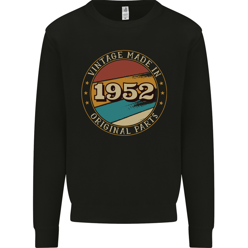 71st Birthday  Vintage Made In 1952 Mens Sweatshirt Jumper Black