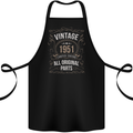 72nd Birthday Limited Edition 1951 Cotton Apron 100% Organic Black
