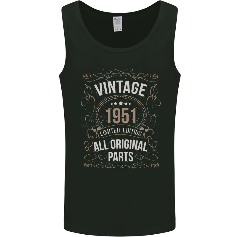 72nd Birthday Limited Edition 1951 Mens Vest Tank Top Black