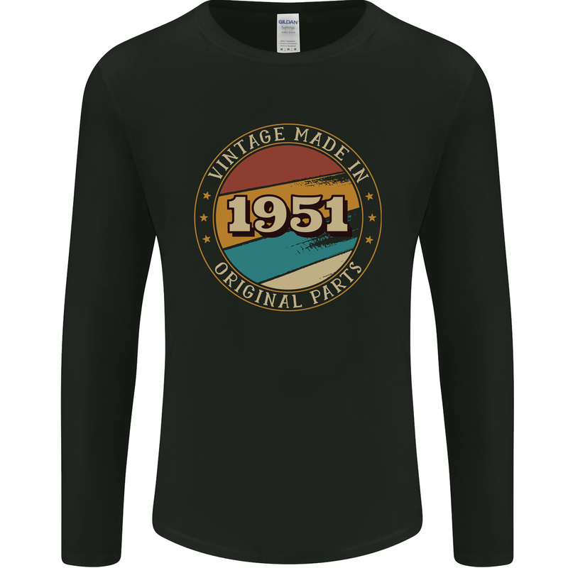72nd Birthday  Vintage Made In 1951 Mens Long Sleeve T-Shirt Black