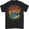 72nd Birthday  Vintage Made In 1951 Mens T-Shirt 100% Cotton BLACK