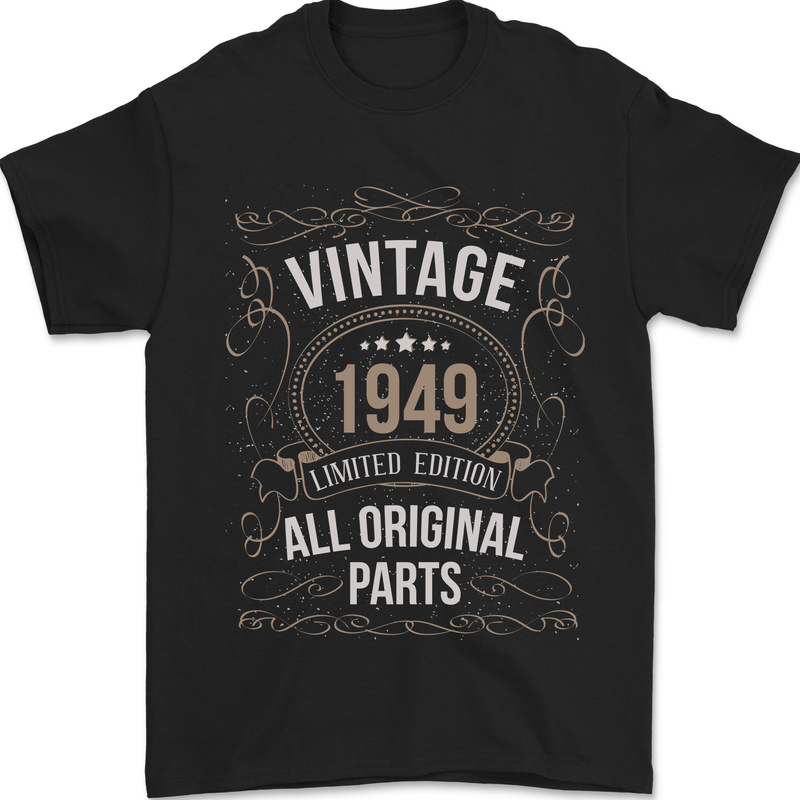 74th Birthday Limited Edition 1949 Mens T-Shirt 100% Cotton Black