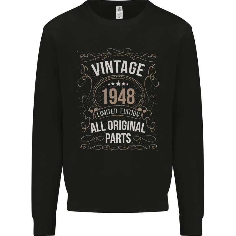 75th Birthday Limited Edition 1948 Mens Sweatshirt Jumper Black