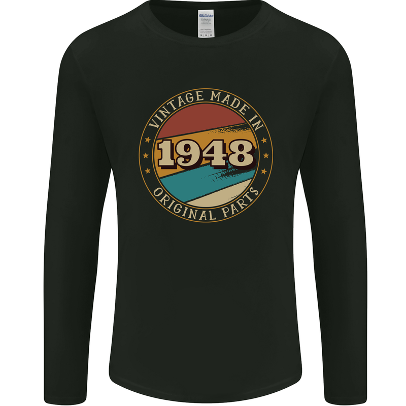 75th Birthday  Vintage Made In 1948 Mens Long Sleeve T-Shirt Black