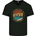 75th Birthday  Vintage Made In 1948 Mens V-Neck Cotton T-Shirt Black