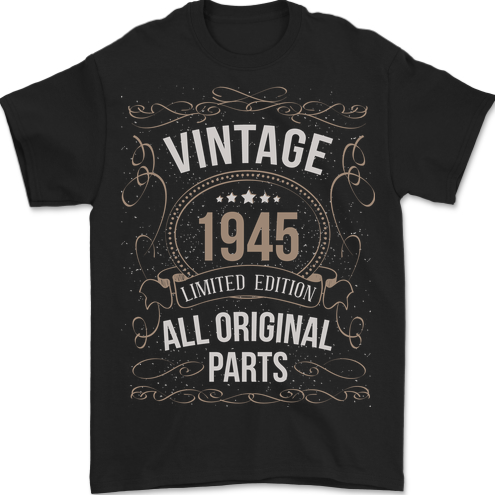 78th Birthday Limited Edition 1945 Mens T-Shirt 100% Cotton BLACK