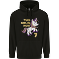 7 Year Old Birthday Girl Magical Unicorn 7th Childrens Kids Hoodie Black