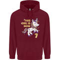 7 Year Old Birthday Girl Magical Unicorn 7th Childrens Kids Hoodie Maroon