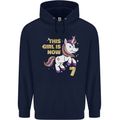 7 Year Old Birthday Girl Magical Unicorn 7th Childrens Kids Hoodie Navy Blue