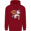 7 Year Old Birthday Girl Magical Unicorn 7th Childrens Kids Hoodie Red