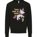 7 Year Old Birthday Girl Magical Unicorn 7th Kids Sweatshirt Jumper Black