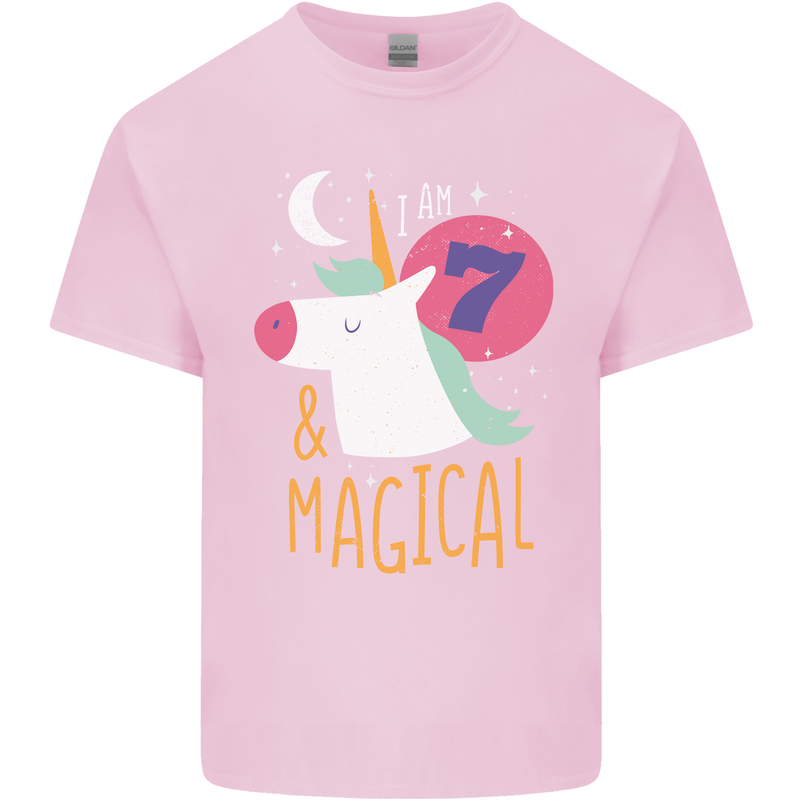 7 Year Old Birthday Girl Magical Unicorn 7th Kids T-Shirt Childrens Light Pink