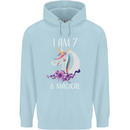 7 Year Old Birthday Magical Unicorn 7th Childrens Kids Hoodie Light Blue