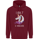 7 Year Old Birthday Magical Unicorn 7th Childrens Kids Hoodie Maroon