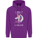 7 Year Old Birthday Magical Unicorn 7th Childrens Kids Hoodie Purple
