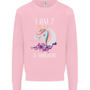 7 Year Old Birthday Magical Unicorn 7th Kids Sweatshirt Jumper Light Pink