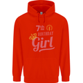 7th Birthday Girl 7 Year Old Princess Childrens Kids Hoodie Bright Red