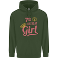 7th Birthday Girl 7 Year Old Princess Childrens Kids Hoodie Forest Green