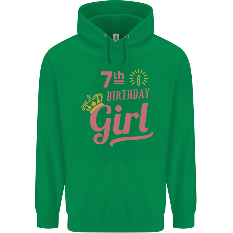 7th Birthday Girl 7 Year Old Princess Childrens Kids Hoodie Irish Green