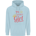 7th Birthday Girl 7 Year Old Princess Childrens Kids Hoodie Light Blue