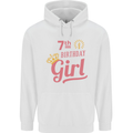 7th Birthday Girl 7 Year Old Princess Childrens Kids Hoodie White