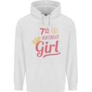 7th Birthday Girl 7 Year Old Princess Childrens Kids Hoodie White
