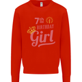 7th Birthday Girl 7 Year Old Princess Kids Sweatshirt Jumper Bright Red