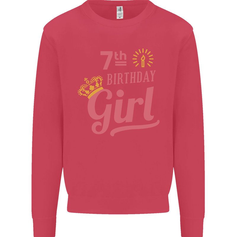 7th Birthday Girl 7 Year Old Princess Kids Sweatshirt Jumper Heliconia