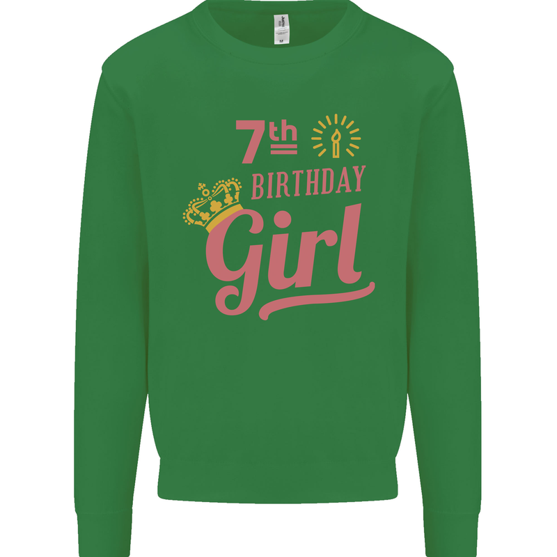 7th Birthday Girl 7 Year Old Princess Kids Sweatshirt Jumper Irish Green