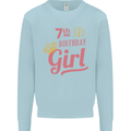 7th Birthday Girl 7 Year Old Princess Kids Sweatshirt Jumper Light Blue
