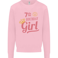 7th Birthday Girl 7 Year Old Princess Kids Sweatshirt Jumper Light Pink