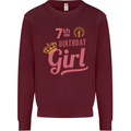 7th Birthday Girl 7 Year Old Princess Kids Sweatshirt Jumper Maroon